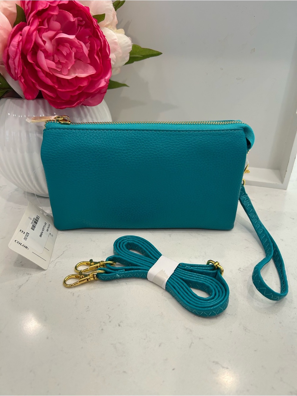 Teal Convertible Wristlet Crossbody Bag